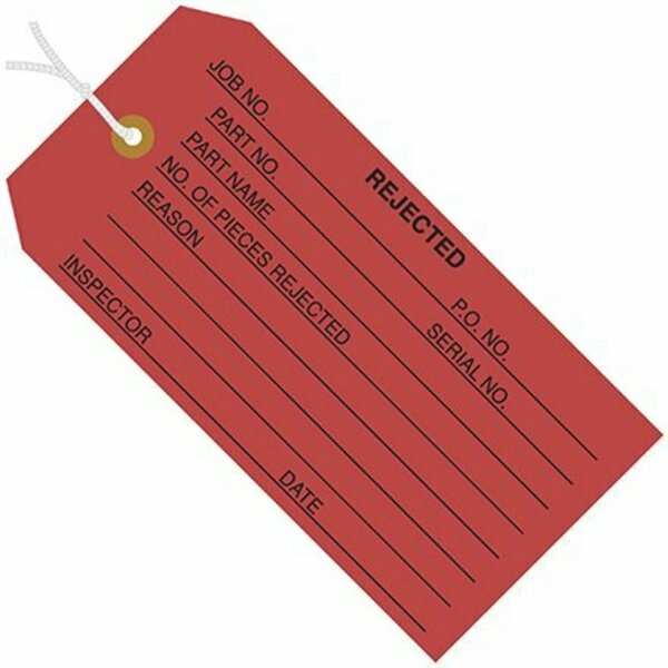 Bsc Preferred 4 3/4 x 2-3/8'' - ''Rejected'' Inspection Tags - Pre-Strung, 1000PK S-928PS